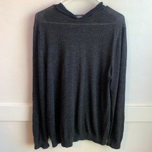 Vince Green & Black Thin Striped Hooded Sweater